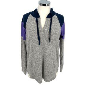 Market & Spruce Colorblock Soft Hoodie Gray Purple Blue Size Small NWT